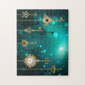 Antike Skeleton Keys on Green Background Puzzle (Vertikal)