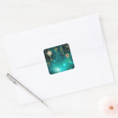 Antike Skeleton Keys on Green Background Quadratischer Aufkleber (Umschlag)