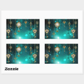 Antike Skeleton Keys on Green Background Rechteckiger Aufkleber (Blatt)