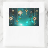 Antike Skeleton Keys on Green Background Rechteckiger Aufkleber (Tasche)