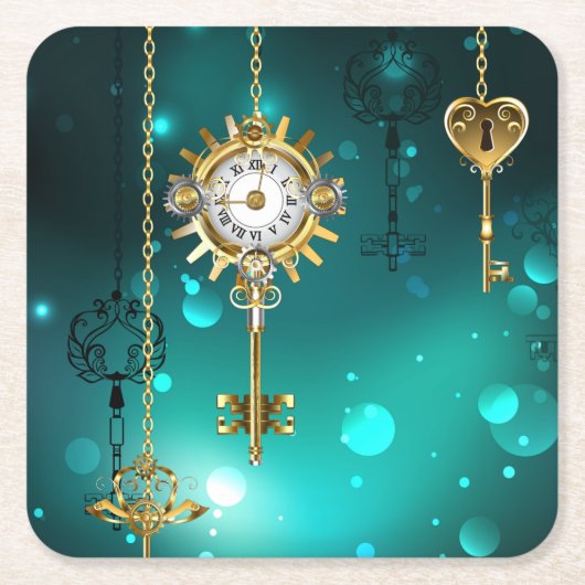 Antike Skeleton Keys on Green Background Rechteckiger Pappuntersetzer (Vorderseite)