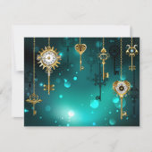 Antike Skeleton Keys on Green Background RSVP Karte (Vorderseite)