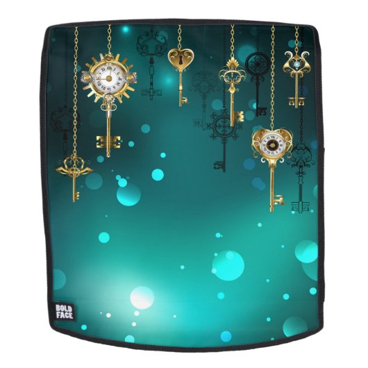 Antike Skeleton Keys on Green Background Rucksack (Abnehmbare Front)