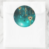 Antike Skeleton Keys on Green Background Runder Aufkleber (Tasche)