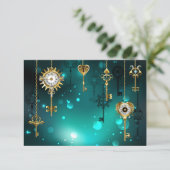 Antike Skeleton Keys on Green Background Save The Date (Stehend Vorderseite)