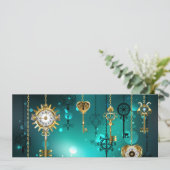 Antike Skeleton Keys on Green Background Save The Date (Stehend Vorderseite)