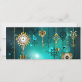 Antike Skeleton Keys on Green Background Save The Date (Vorderseite)