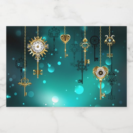 Antike Skeleton Keys on Green Background Schaumweinetikett (Einzelnes Label)