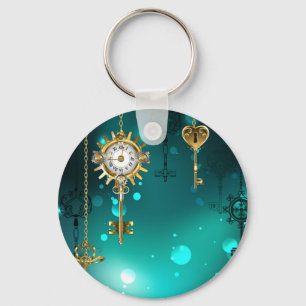 Antike Skeleton Keys on Green Background Schlüsselanhänger