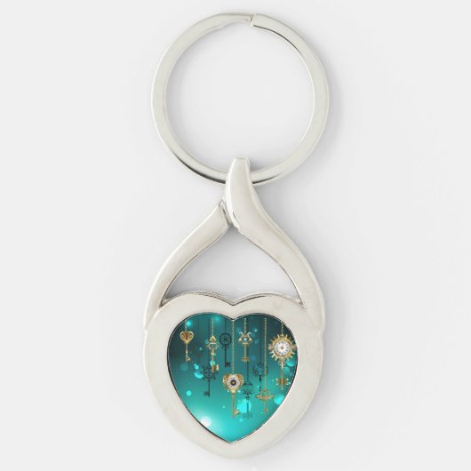 Antike Skeleton Keys on Green Background Schlüsselanhänger (Vorderseite)