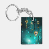 Antike Skeleton Keys on Green Background Schlüsselanhänger (Vorderseite links)