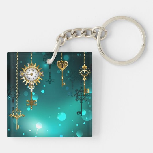 Antike Skeleton Keys on Green Background Schlüsselanhänger (Rückseite)