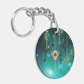 Antike Skeleton Keys on Green Background Schlüsselanhänger (Vorderseite links)