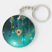 Antike Skeleton Keys on Green Background Schlüsselanhänger (Rückseite)