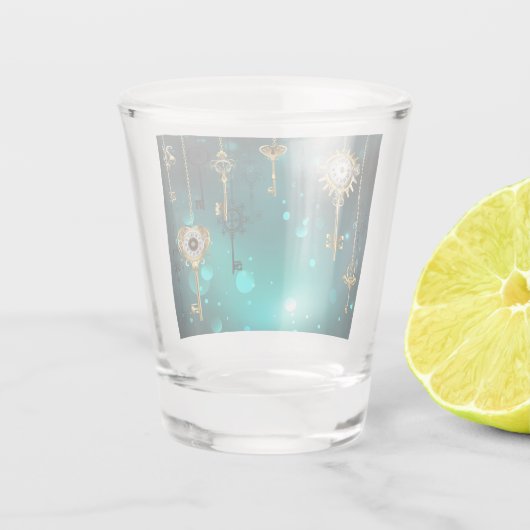 Antike Skeleton Keys on Green Background Schnapsglas (Rückseite)