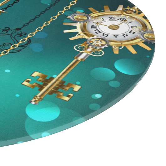 Antike Skeleton Keys on Green Background Schneidebrett (Ecke)