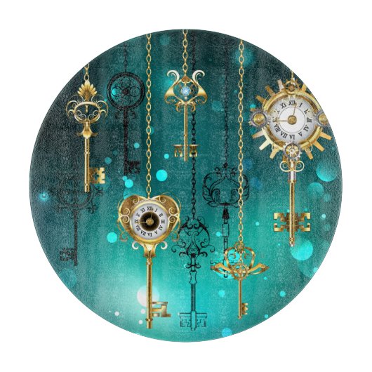 Antike Skeleton Keys on Green Background Schneidebrett (Vorderseite)