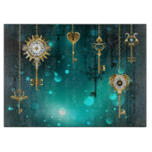 Antike Skeleton Keys on Green Background Schneidebrett (Vorderseite)