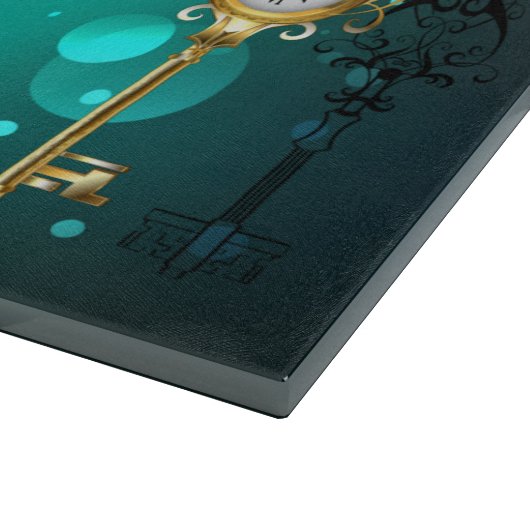 Antike Skeleton Keys on Green Background Schneidebrett (Ecke)