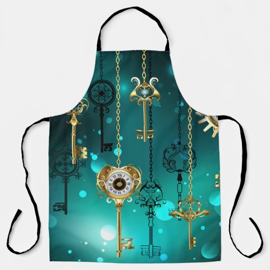 Antike Skeleton Keys on Green Background Schürze (Vorderseite)