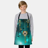 Antike Skeleton Keys on Green Background Schürze (Getragen)