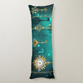 Antike Skeleton Keys on Green Background Seitenschläferkissen (Rückseite (Vertikal))