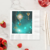 Antike Skeleton Keys on Green Background Serviette (Beispiel)