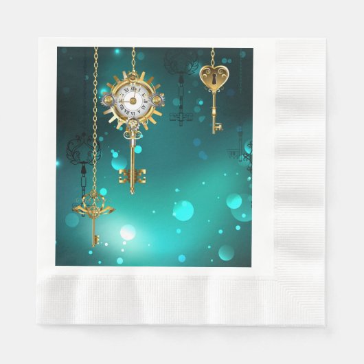 Antike Skeleton Keys on Green Background Serviette (Vorderseite)