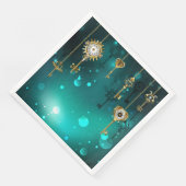 Antike Skeleton Keys on Green Background Serviette (Ecke)