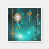 Antike Skeleton Keys on Green Background Serviette (Vorderseite)