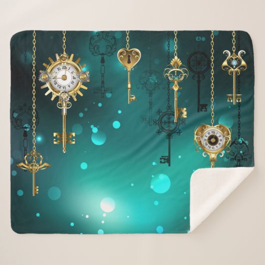 Antike Skeleton Keys on Green Background Sherpadecke (Vorderseite (Horizontal))