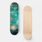 Antike Skeleton Keys on Green Background Skateboard (Vorderseite)