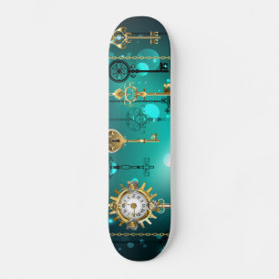 Antike Skeleton Keys on Green Background Skateboard