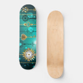 Antike Skeleton Keys on Green Background Skateboard (Vorderseite)