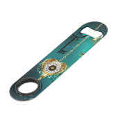 Antike Skeleton Keys on Green Background Speed Flaschenöffner (Vorderseite Schrägansicht)