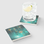 Antike Skeleton Keys on Green Background Steinuntersetzer (Seitenansicht)