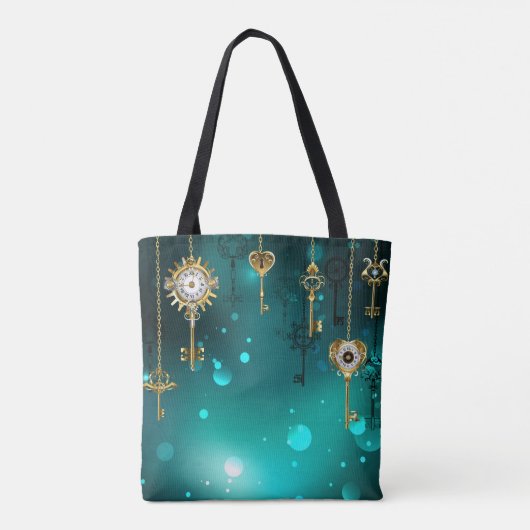 Antike Skeleton Keys on Green Background Tasche (Rückseite)