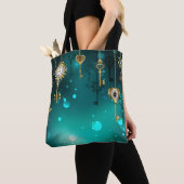 Antike Skeleton Keys on Green Background Tasche (Von Nahem)