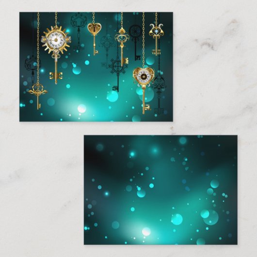 Antike Skeleton Keys on Green Background Telefonnummerkarte (Vorne/Hinten)