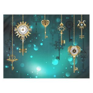 Antike Skeleton Keys on Green Background Tischdecke
