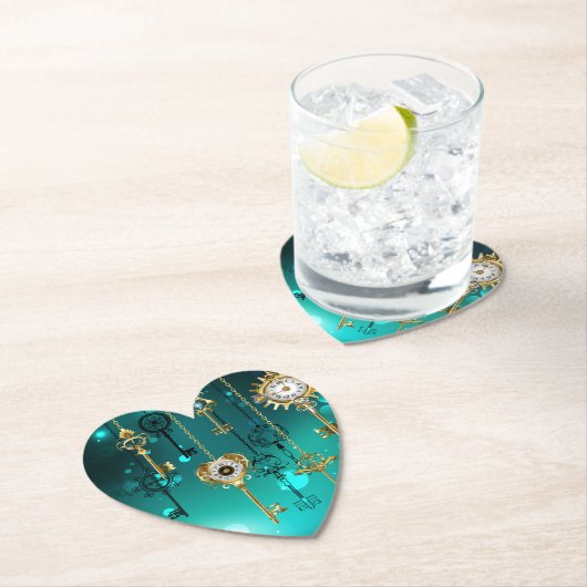 Antike Skeleton Keys on Green Background Untersetzer (Vor Ort)