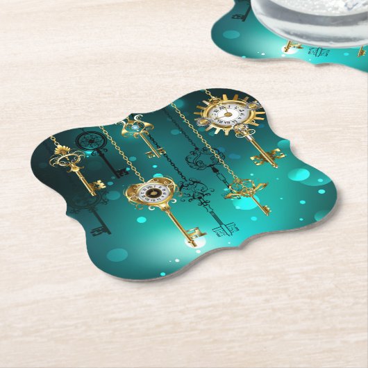 Antike Skeleton Keys on Green Background Untersetzer (angewinkelt)