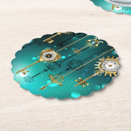 Antike Skeleton Keys on Green Background Untersetzer (angewinkelt)