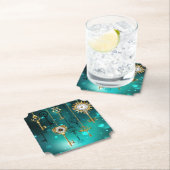 Antike Skeleton Keys on Green Background Untersetzer (Vor Ort)