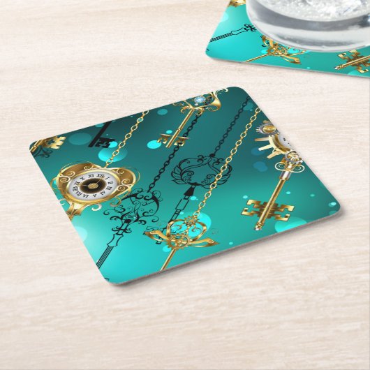 Antike Skeleton Keys on Green Background Untersetzer (angewinkelt)