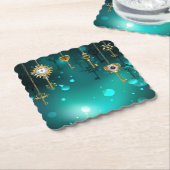 Antike Skeleton Keys on Green Background Untersetzer (angewinkelt)