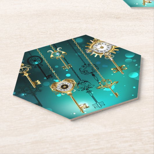 Antike Skeleton Keys on Green Background Untersetzer (angewinkelt)