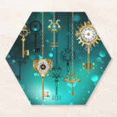 Antike Skeleton Keys on Green Background Untersetzer (Vorderseite)