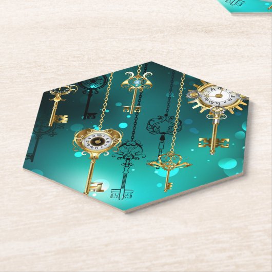 Antike Skeleton Keys on Green Background Untersetzer (angewinkelt)