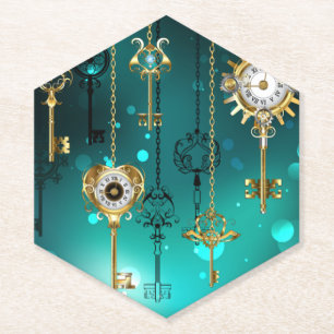 Antike Skeleton Keys on Green Background Untersetzer